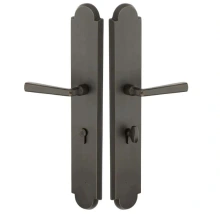 Emtek - 1L1A53 - Sandcast Bronze Arched Style Plates 3" x 17.5" - Non-Keyed Euro Style Thumbturn Inside, Hub Below Handle