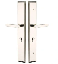 Emtek - 1L1M54 - Melrose Rectangular Plates 2.9" x 17.5" - Non-Keyed Fixed Handle Outside, Operating Handle Inside, Hub Below Handle