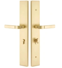 Emtek - 1L1R53 - Modern Rectangular Plates 2.5" x 17.5" - Non-Keyed Euro Style Thumbturn Inside, Hub Below Handle