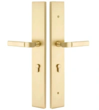 Emtek - 1L1R54 - Modern Rectangular Plates 2.5" x 17.5" - Non-Keyed Fixed Handle Outside, Operating Handle Inside, Hub Below Handle