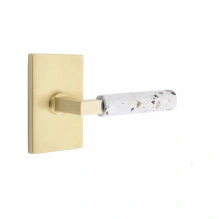 Emtek Select White Marble Modern Door Lever Set with T-Bar Stem