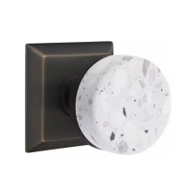 Emtek - 8231 Select Brass Conical - Quincy Rose Light Terrazzo Knob - PRIVACY