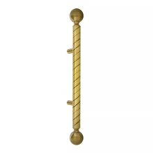 First Impressions Custom Door Pulls<br />MDS4 RPDSBR - Madison 4 - Door Pull - 1-1/2" Tubular Round Roped Grip with Ball Finials and Straight Round Mounts in Brass