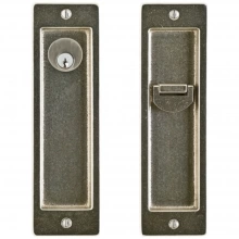 Rocky Mountain Hardware - SDL-S-EN - Entry Sliding Door Lock Set - 2-1/2" x 8-1/2" Rectangular Flush Pulls