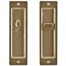 Rocky Mountain Hardware - SDL-D-PR - Double Privacy Sliding Door Lock Set - 2-1/2" x 8-1/2" Rectangular Flush Pulls