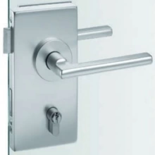 FSB Door Hardware <br />EGS-RA - Aluminum European Glass Door Lock, Square Edge, Hard Edge Rose 2-3/16" (55mm)