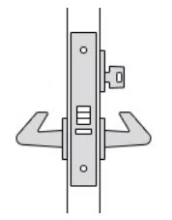 FSB Door Hardware  - SML 7159 - J. Storeroom Mortise Lock, Latch bolt by handle inside and key outside. Outside handle always rigid. Auxiliary latch deadlocks latch bolt.