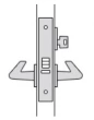 FSB Door Hardware <br />SML 7159 - J. Storeroom Mortise Lock, Latch bolt by handle inside and key outside. Outside handle always rigid. Auxiliary latch deadlocks latch bolt.