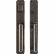 Rocky Mountain Hardware - G30433/G30432 - Entry Mortise Lock Set - 3" x 19" Hammered Escutcheons