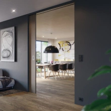 Hafele<br />940.80.120 - Sliding door fitting, Hawa Junior 80/B-Pocket, set for 1-leaf wooden sliding doors, w/ long hanger bolt (+20mm)