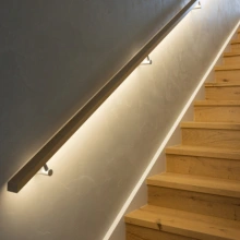 Halliday Baillie <br />HB 526 SS - Round Stair Rail Bracket with Light Wiring Capability in Stainless Steel