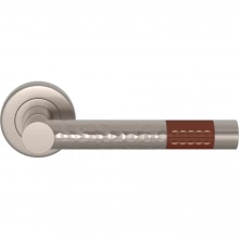 Turnstyle Designs - HR1023 - Hammered Recess Leather, Door Lever, Barrel Short Stitch Out