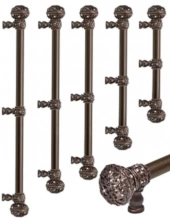 Carpe Diem Cabinet Knobs - 5697 - Juliane Grace large finial 12" c to c appliance/long pull; 5/8" smooth bar & center brace with 65 Swarovski Crystals