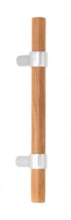 First Impressions Custom Door Pulls<br />LKE625 SBR - Lake 625 - Cabinet Pull Handle - 5/8" Solid Round Wood Grip, Wrap Around Straight Round Mounts In Brass