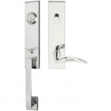 INOX Unison Hardware<br />MH210 TDP - Manhattan Series MH Tubular Entry Handleset with 210 Air-Stream Lever - Full Dummy