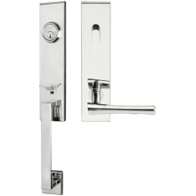 INOX Unison Hardware - MH214 C5 - Manhattan Series MH Tubular Entry Handleset with 214 Champagne Lever - Keyed Entry