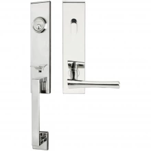 INOX Unison Hardware<br />MH214 C5 - Manhattan Series MH Tubular Entry Handleset with 214 Champagne Lever - Keyed Entry