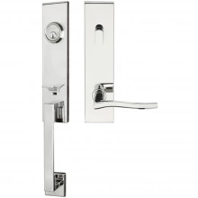 INOX Unison Hardware - MH225 C5 - Manhattan Series MH Tubular Entry Handleset with 225 Waterfall Lever - Keyed Entry