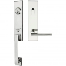 INOX Unison Hardware<br />MH243 C5 - Manhattan Series MH Tubular Entry Handleset with 243 Sunrise Lever - Keyed Entry