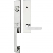 INOX Unison Hardware<br />MH318 C5 - Manhattan Series MH Tubular Entry Handleset with 318 Cafe Lever - Keyed Entry