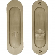 Linnea  - PL160R-DP-PR  - Round Pocket Door Lock with Drop Ring Turn Piece