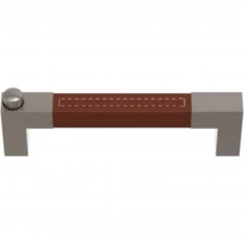 Turnstyle Designs - R7568 - Recess Leather, Push Button Cabinet Handle, Square D Stitch Out