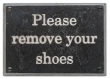 Rocky Mountain Hardware<br />PL200-NCS - ROCKY MOUNTAIN REMOVE SHOES PLAQUE NEW CENTURY SCHOOLBOOK FONT