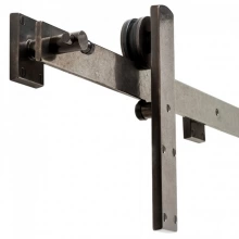 Rocky Mountain Hardware - TRK110 Double Door Track System  - Barn Door Track 149-1/4" Max Length - Includes Floor Guide and 2 Adjustable Stops