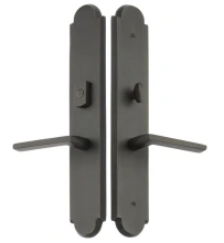 Emtek<br />1L1A23 - Sandcast Bronze Arched Style Plates 3" x 17.5" - Non-Keyed American Style Thumbturn Inside, Hub Above Handle