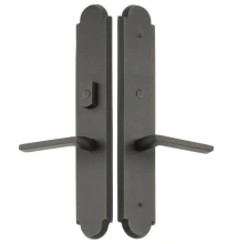 Emtek<br />1L1A24 - Sandcast Bronze Arched Style Plates 3" x 17.5" - Non-Keyed Fixed Handle Outside, Operating Handle Inside, Hub Above Handle