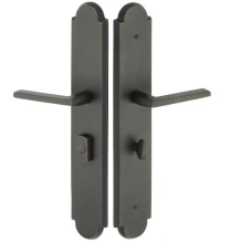 Emtek<br />1L1A13 - Sandcast Bronze Arched Style Plates 3" x 17.5" - Non-Keyed American Style Thumbturn Inside, Hub Below Handle