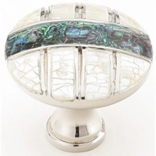 Schaub - 653-PN - Solid Brass, Symphony, Fair Isle, Round Knob, 1-3/8" dia, Imperial Shell, White Mother of Pearl, Polished Nickel