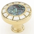 Schaub<br />655-PB - Solid Brass, Symphony, Fair Isle, Round Knob, 1-1/2" dia, Imperial Shell, White Mother of Pearl, Polished Brass