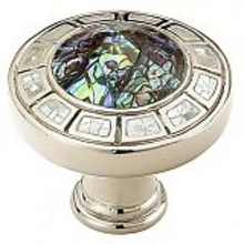 Schaub - 655-PN - Solid Brass, Symphony, Round Knob, 1-1/2" dia, Imperial Shell, White Mother of Pearl, Polished Nickel