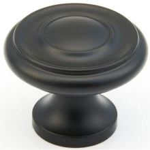 Schaub - 703-FB - Solid Brass, Traditional, Round Knob, 1-1/4" diameter, Flat Black finish