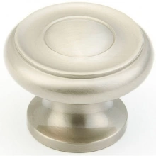 Schaub - 704-15 - Solid Brass, Traditional, Round Knob, 1-1/2" diameter, Satin Nickel finish
