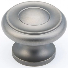 Schaub - 704-AN - Solid Brass, Traditional, Round Knob, 1-1/2" diameter, Antique Nickel finish