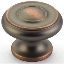 Schaub - 704-AUB - Knob, Round, Colonial, Aurora Bronze, Solid Brass, 1-1/2" dia