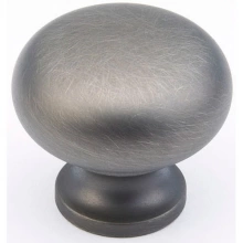 Schaub - 706-AN  - Solid Brass, Traditional, Round Knob, 1-1/4" diameter, Antique Nickel finish
