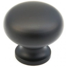 Schaub - 706-FB  - Solid Brass, Traditional, Round Knob, 1-1/4" diameter, Flat Black finish