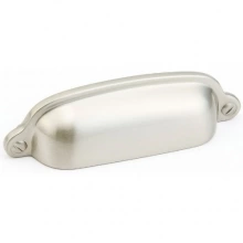 Schaub - 743-15 - Solid Brass, Country, Cup Pull, 3"cc, Satin Nickel finish
