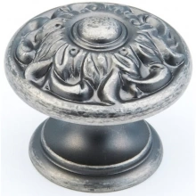 Schaub - 870-CrS  - Solid Brass, Corinthian, Round Knob, 1-3/8" diameter, Corinthian Silver finish
