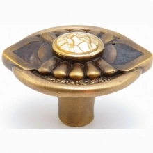 Schaub - 958K-AB - Knob, Mother of Pearl/Violet Oyster, Antique Brass, 1-11/16" dia