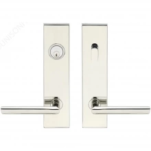 INOX Unison Hardware - SF107 TL4 - Tubular Stockholm Lever with SF Rectangular Plate in AISI 304 Stainless Steel