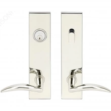 INOX Unison Hardware - SF210 TL4 - Tubular Air-Stream Lever with SF Rectangular Plate in AISI 304 Stainless Steel