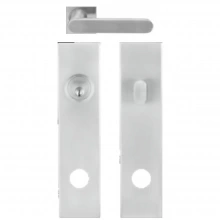 INOX Unison Hardware - SF318 TL4 - Tubular Cafe Lever with SF Rectangular Plate in AISI 304 Stainless Steel