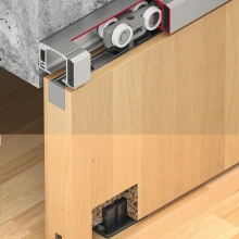 Hafele<br />940.44.004 - Slido D-Line11 50I, set w/o track for 1-leaf and 2-leaf wooden sliding doors w/o soft/self close, Door width >500mm Door weight <50kg