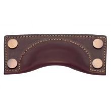 Turnstyle Designs - A1183 - Bow Leather, Cabinet Cup Handle, Brass Framed