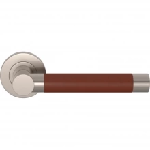 Turnstyle Designs - R3080 - Recess Leather, Door Lever, Large Barrel Stitch In