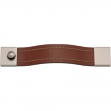 Turnstyle Designs - U1440 - Strap Leather, Push Button Cabinet Handle, Square Stitched